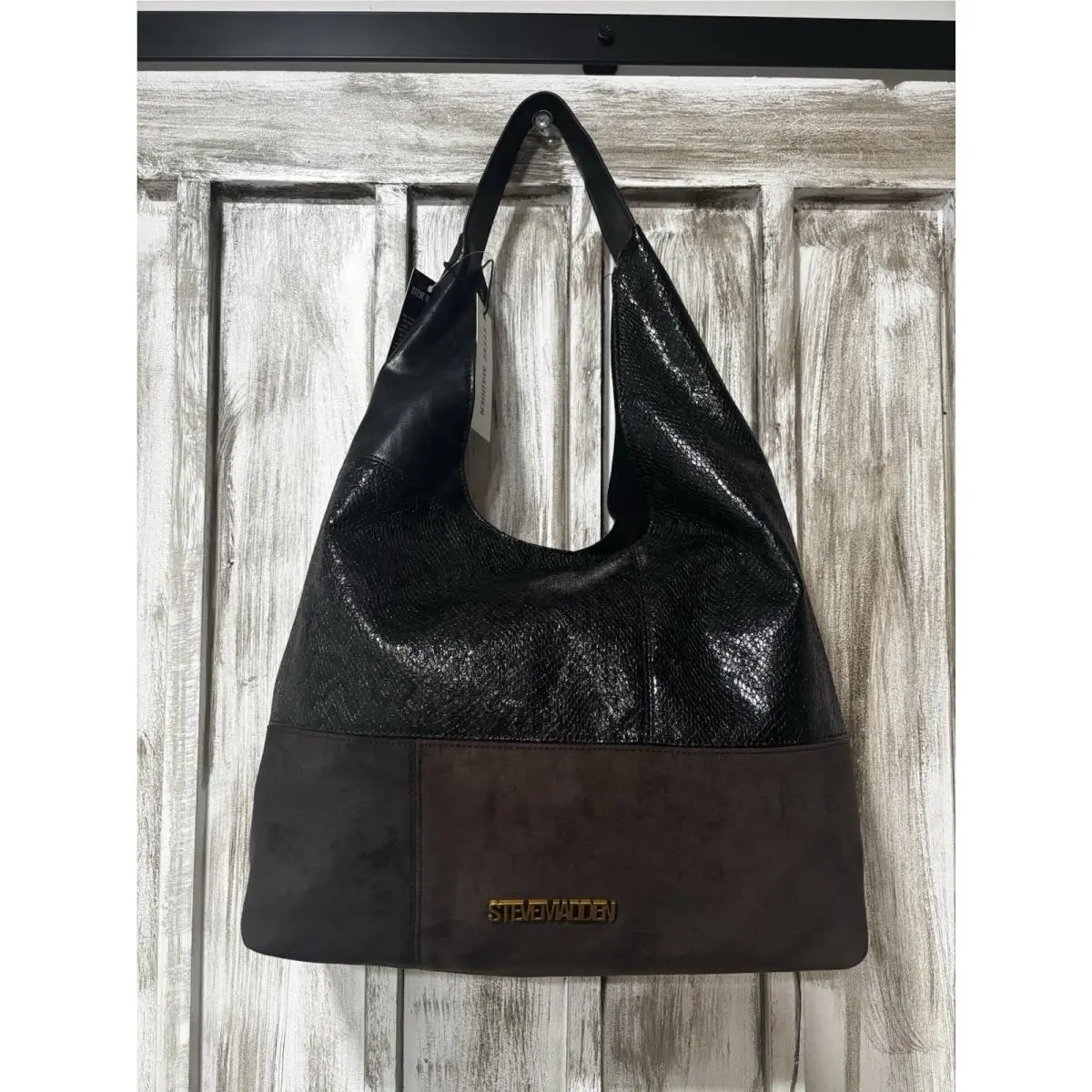 Bcarey Hobo Bag Black Multi Suede Patchwork by Steve Madden