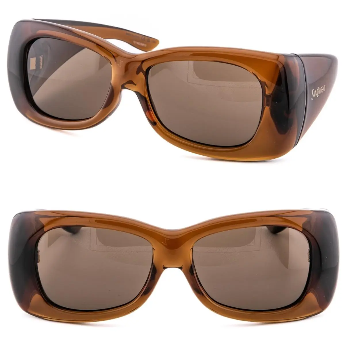 Saint Laurent Howl SL901 017 Crystal Brown Unisex Chunky Bold Mask Sunglass 901 by Yves Saint Laurent