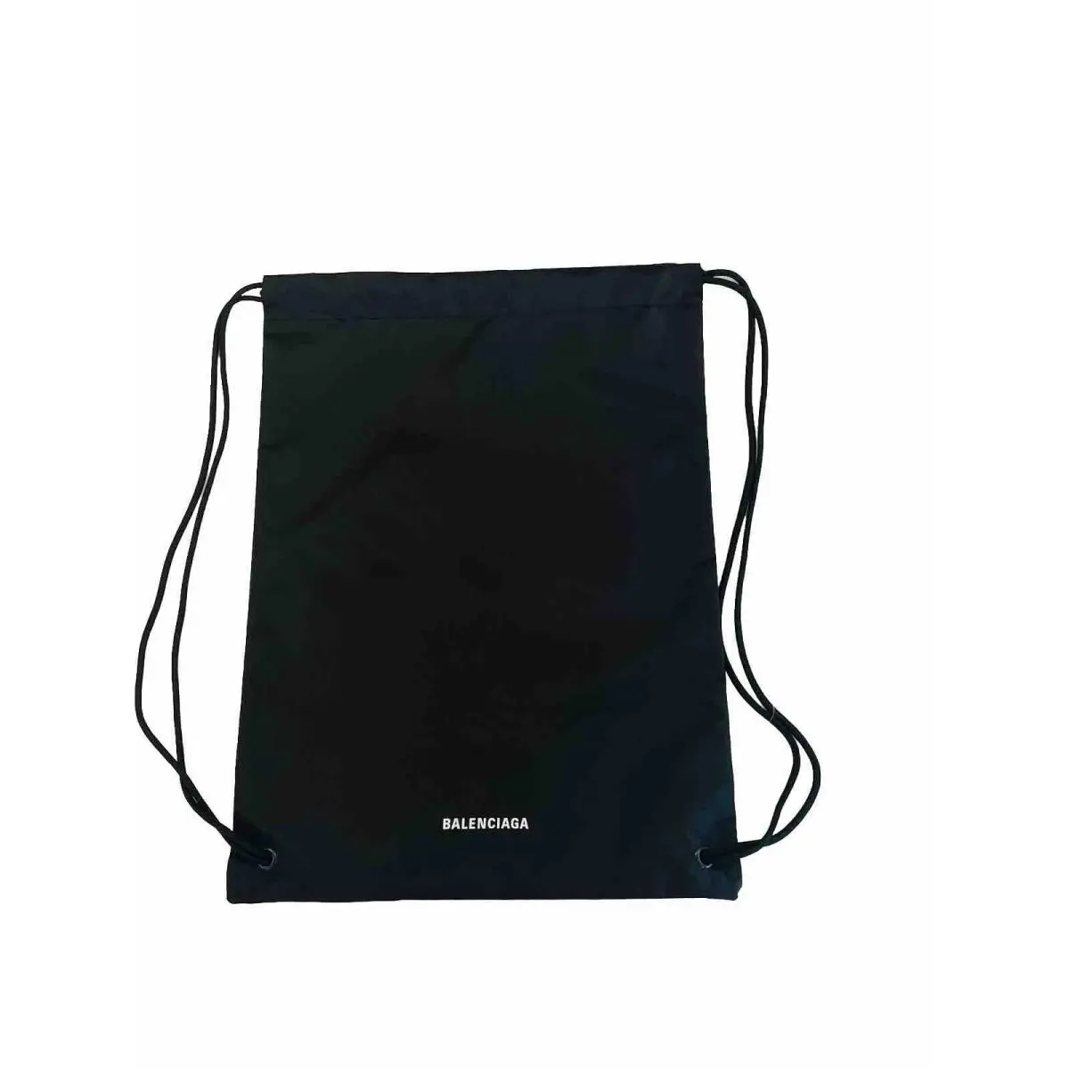 Black Nylon Draw String Backpack Bag by Balenciaga