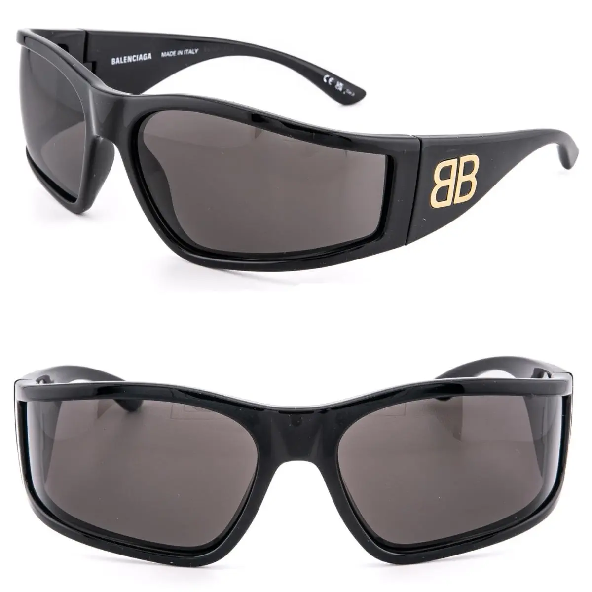 Balenciaga Sunset BB0457S 0457 Black Wrap Mask Unisex Rectangle Sunglasses 001