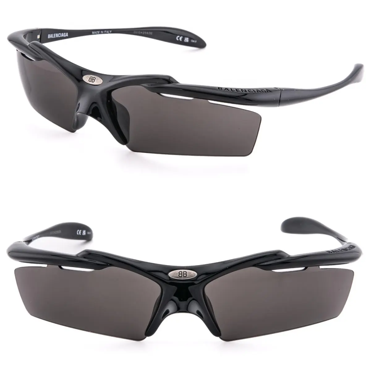 Balenciaga Turbo BB0420S 0420 Black Wrap Sport Unisex Rectangle Sunglasses 001