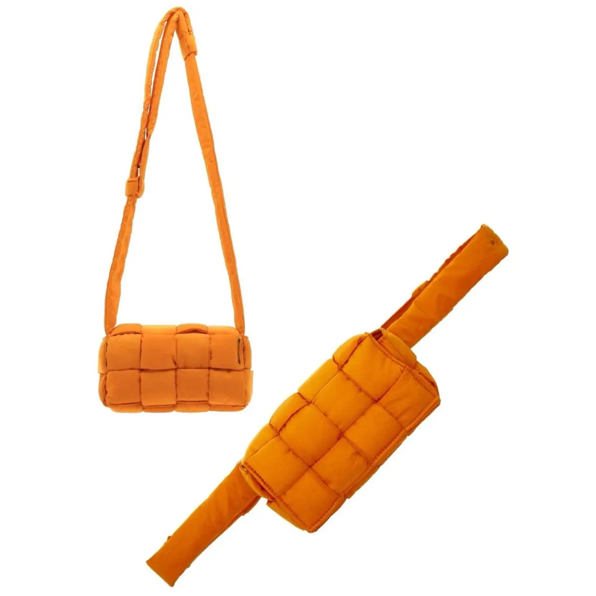 Casette Convertible Crossbody Belt Bag Orange Nylon by Bottega Veneta
