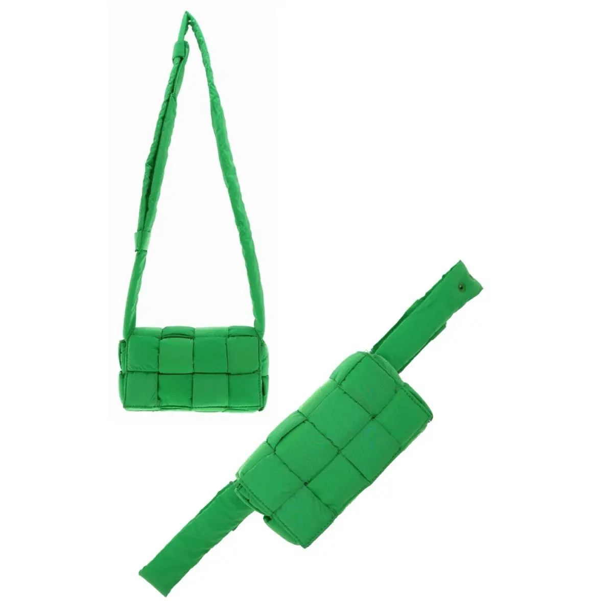 Small Casette Convertible Crossbody Belt Bag Green Nylon by Bottega Veneta