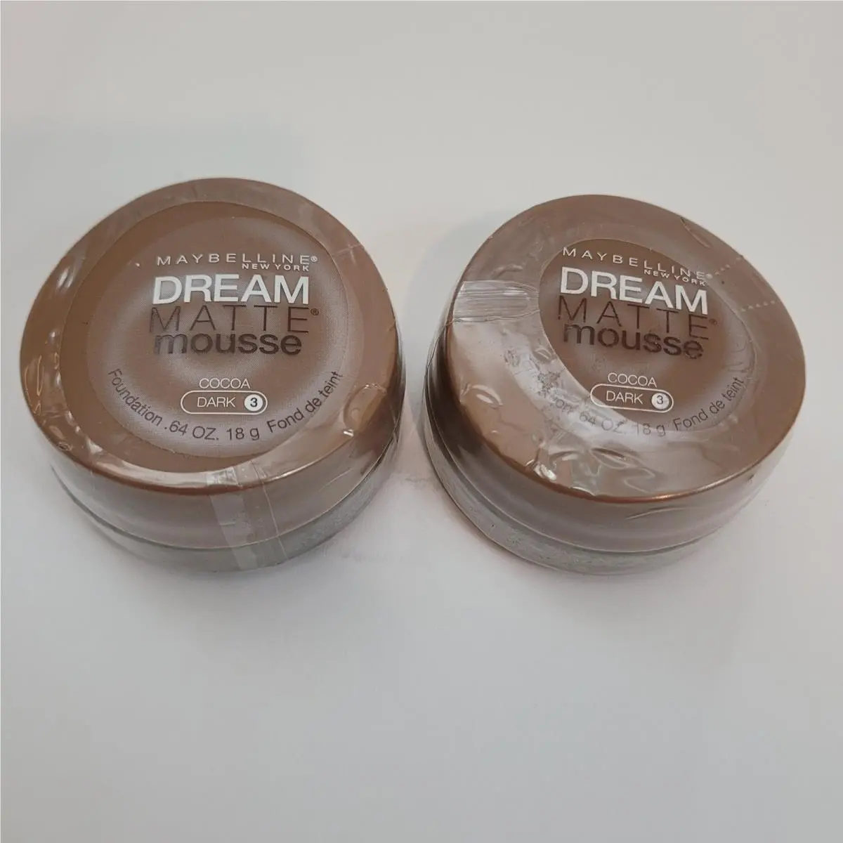 Lot of 2 Pack Maybelline Dream Matte Mousse Foundation Women Cocoa Dark 3 0.64oz