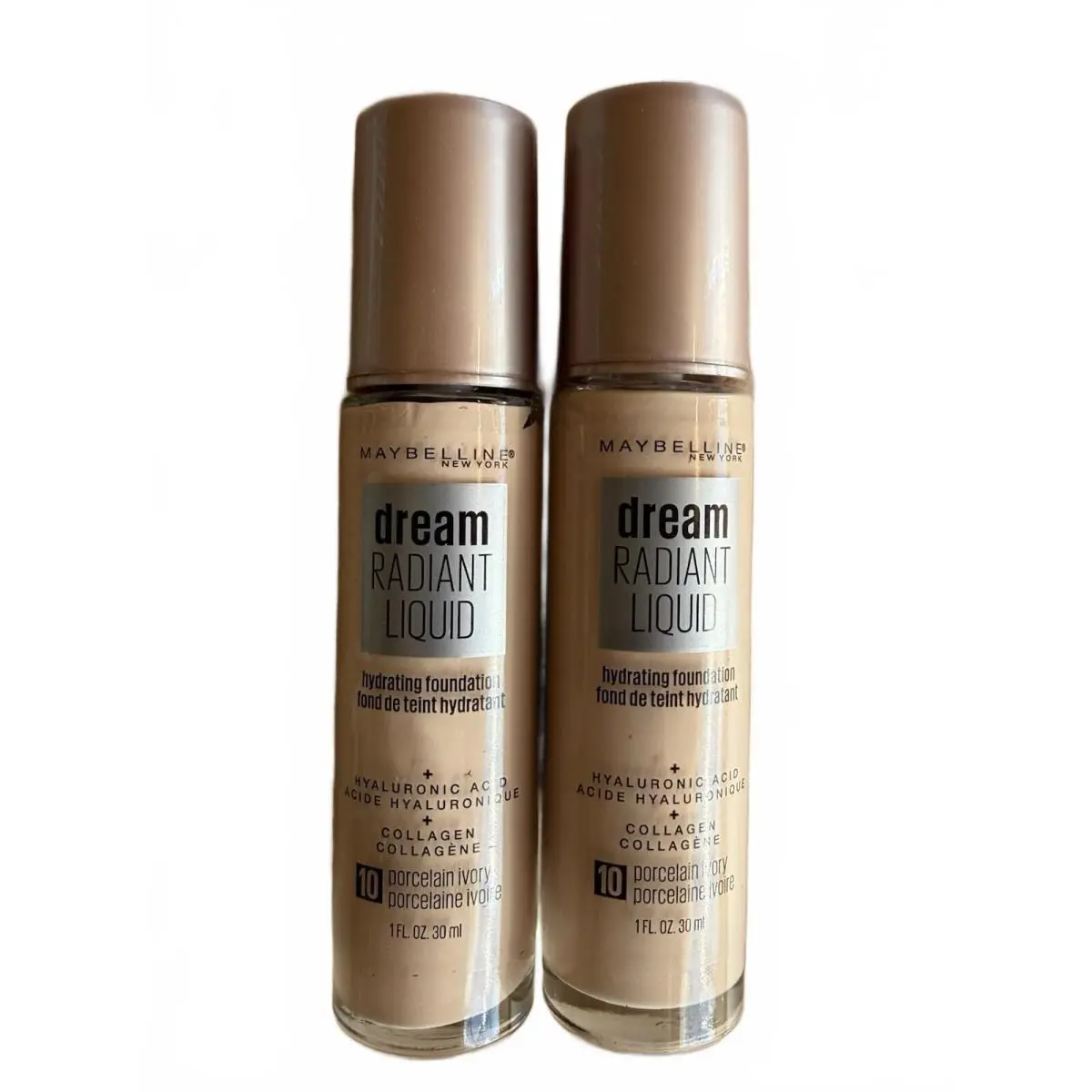 2 X Maybelline Dream Radiant Liquid Foundation - 10 Porcelain Ivory New