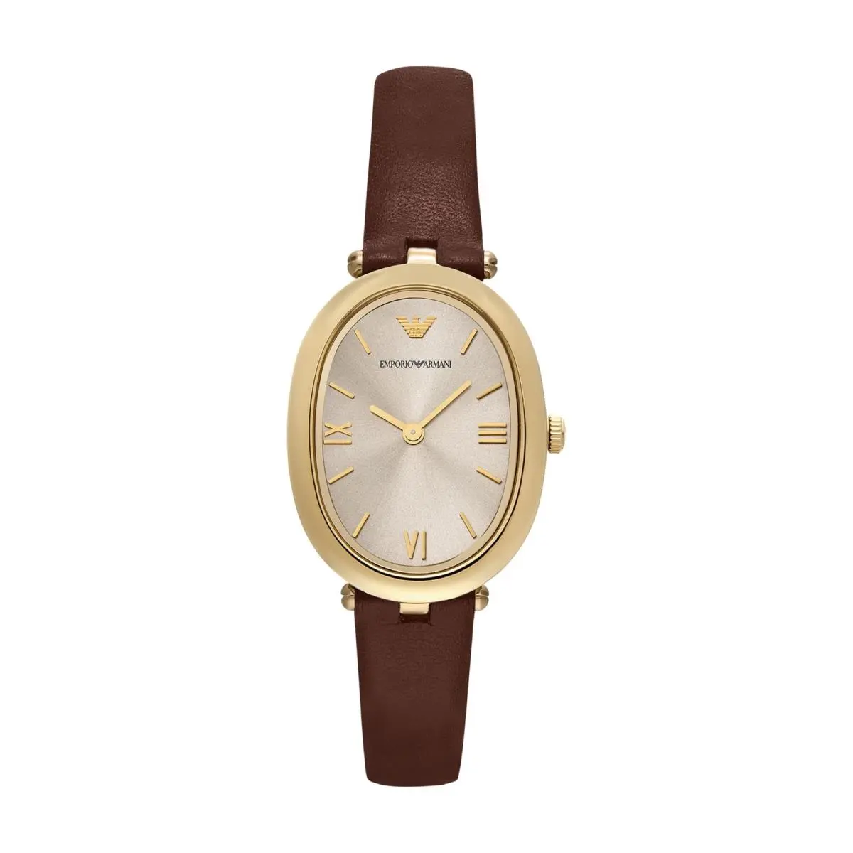 Women`s Two-hand Brown Leather Watch Model: AR11708 by Emporio Armani