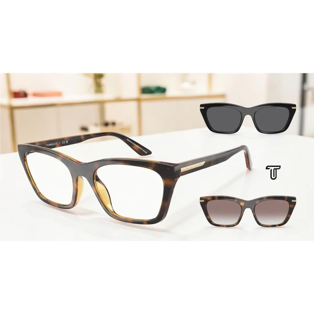 EA4274BU 50261W Shiny Havana Clear 53 mm Women`s Sunglasses by Emporio Armani