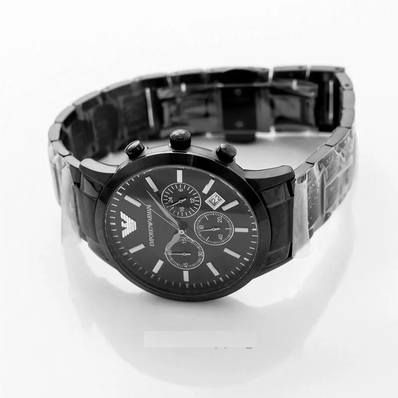 Emporio Armani Mens Watch Black AR2453 Chronograph Date