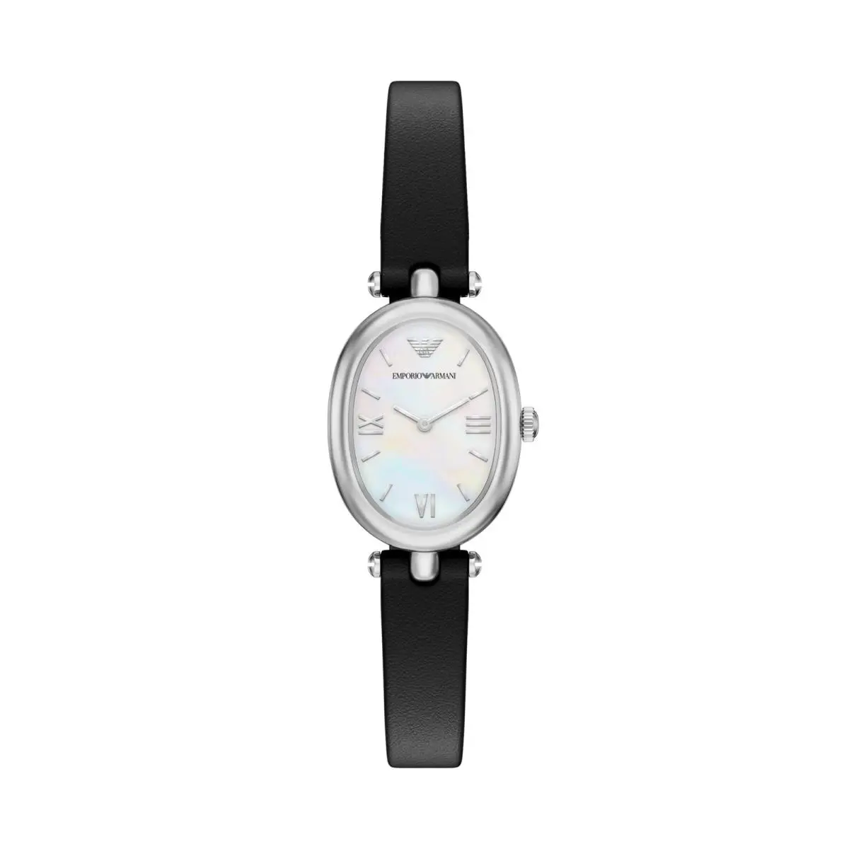 Sinfonia Two-hand Black Leather Watch by Emporio Armani
