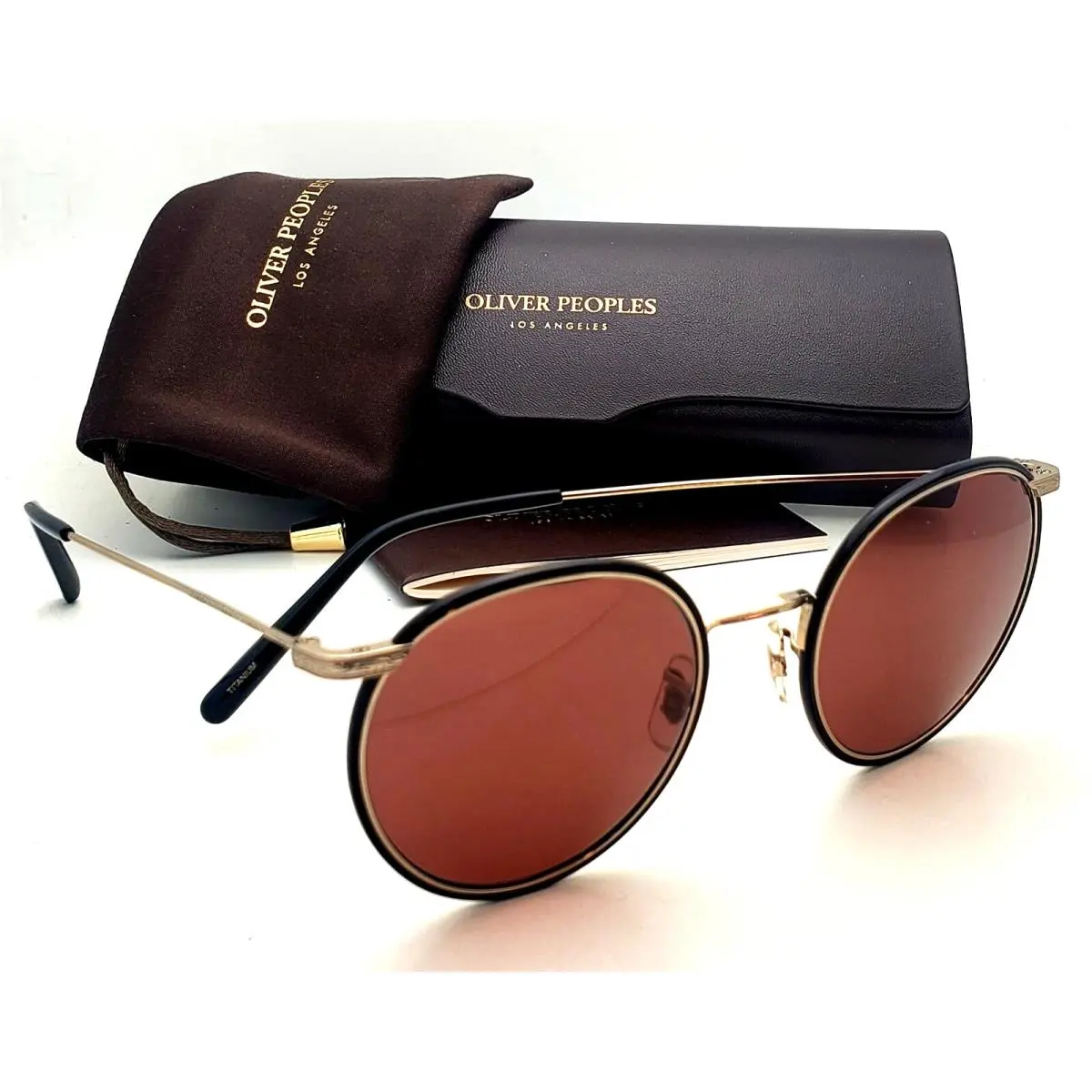 Casson Sunglasses 1269ST 5035C5 Gold Black Frame Red Lenses by Oliver Peoples