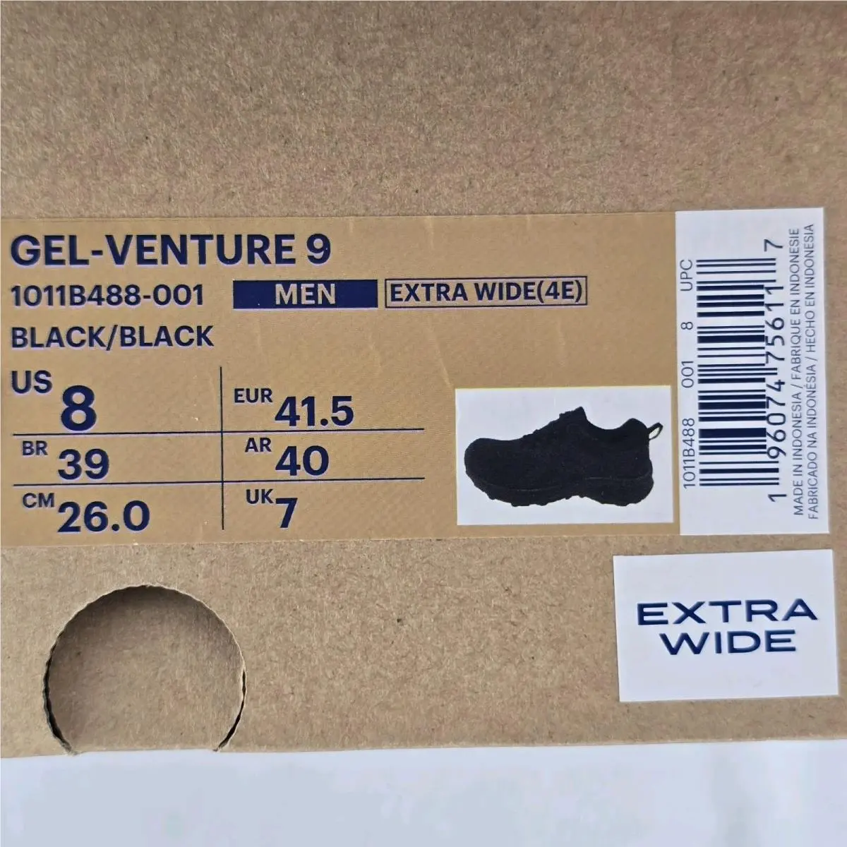 Asics shoes - Gel Venture 9 - Gel Venture - 1011B488 - Black (UPC: 196074756117) 0