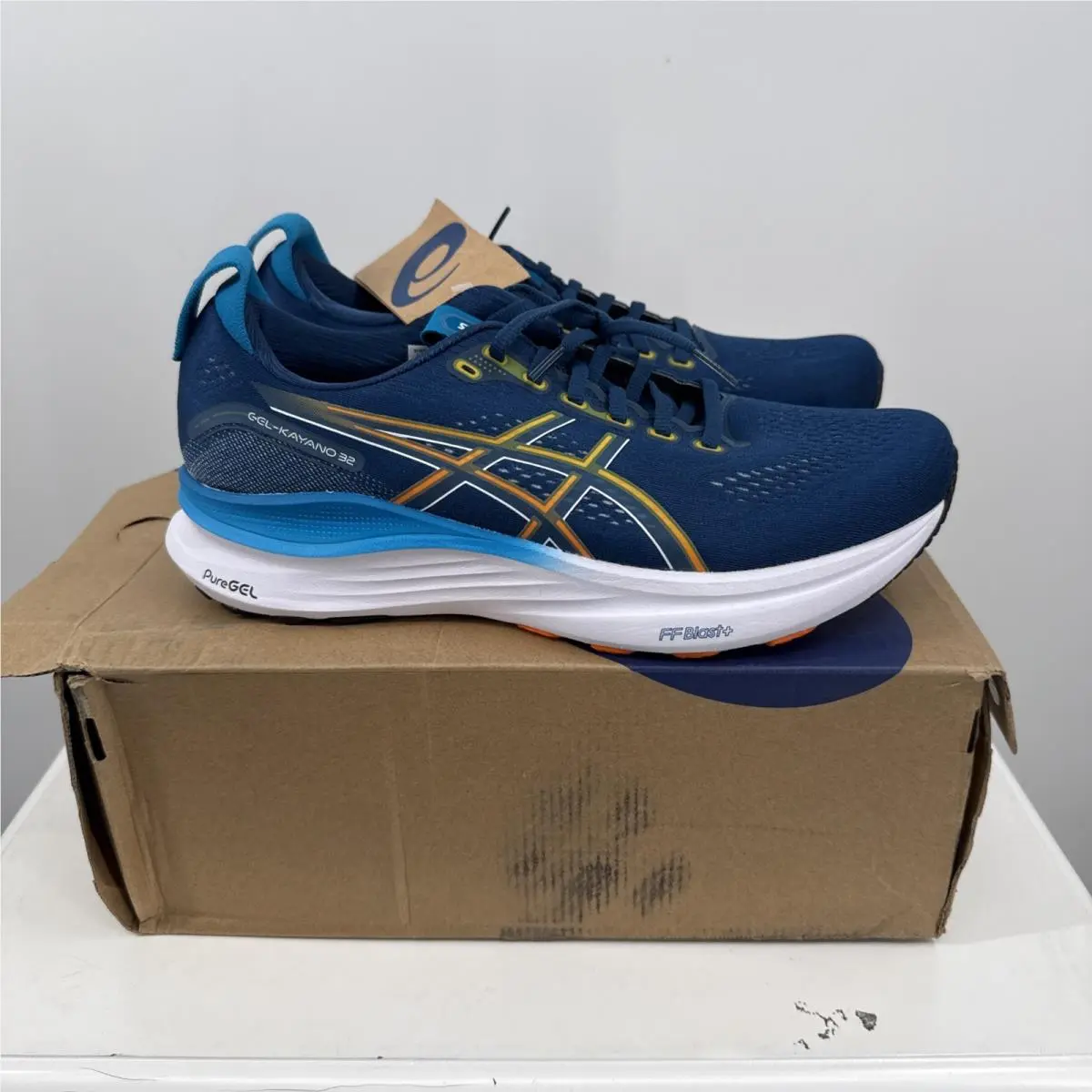 Asics Gel Kayani 32 Mens Running Shoe Size US Wide 9.5 Blue Comfort Pure Gel
