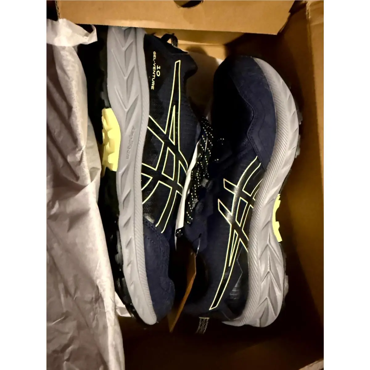 Asics Gel-venture 10 Men`s Running Trail Shoes Low Top Navy/yellow - Size 9