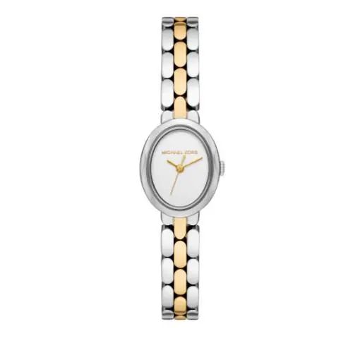 Michael Kors Maude Silver/white Dial Two-tone Oval 22MM Women`s Watch MK4956 - Dial: White, Band: Gold, Silver, Gold and silver-tone hardware, Bezel: Silver