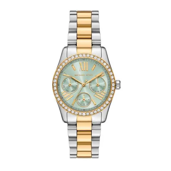 Lexington 34mm Green Dial 2-Tone Strap Women`s Watch MK7609 by Michael Kors