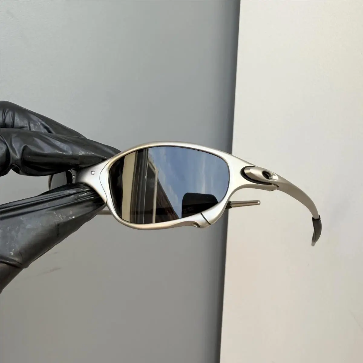 Juliet 1.0 X Metal Sunglasses Vintage Silver Frame Black Polarized Lens by Oakley