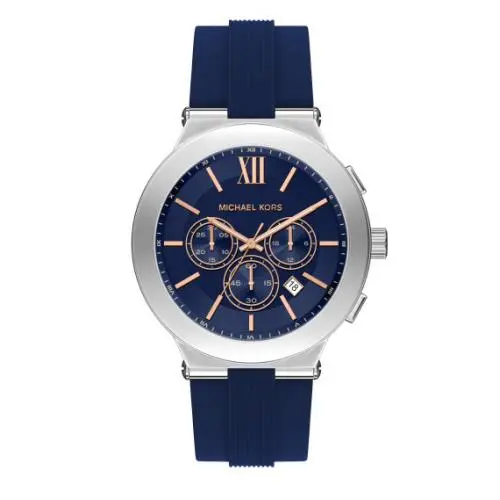 Michael Kors Billie Blue/silver Chronograph Silicone Strap Men`s Watch MK9254 - Dial: Blue, Band: Blue, Bezel: Silver