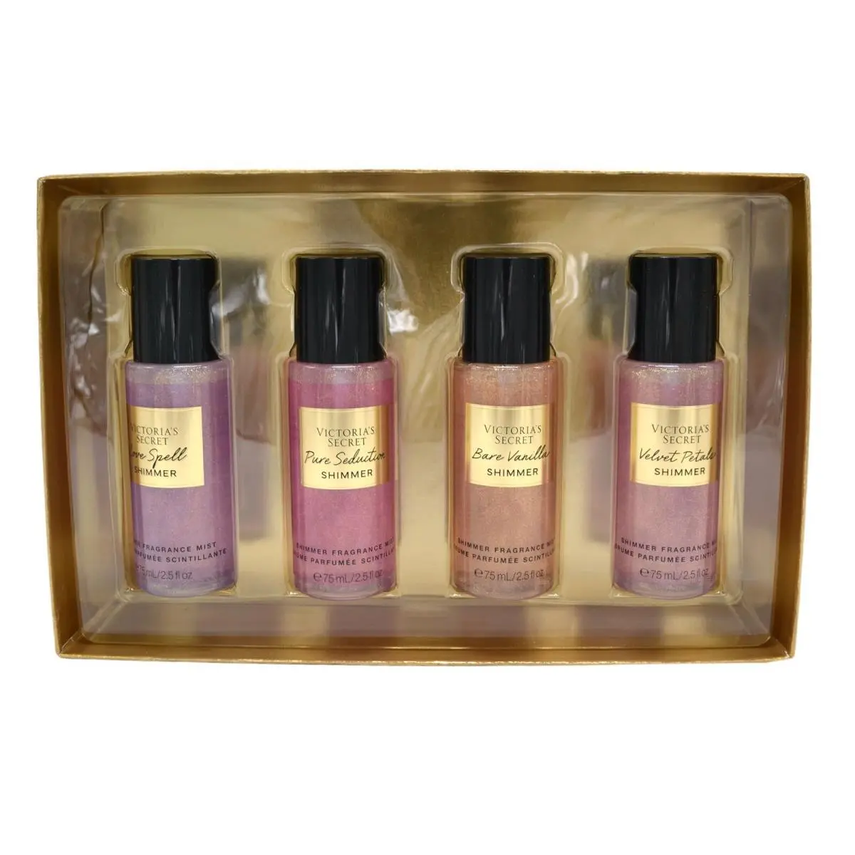 Victoria`s Secret Body Mist Gift Set Women`s Shimmer Travel Four Piece Mists by Victoria's Secret