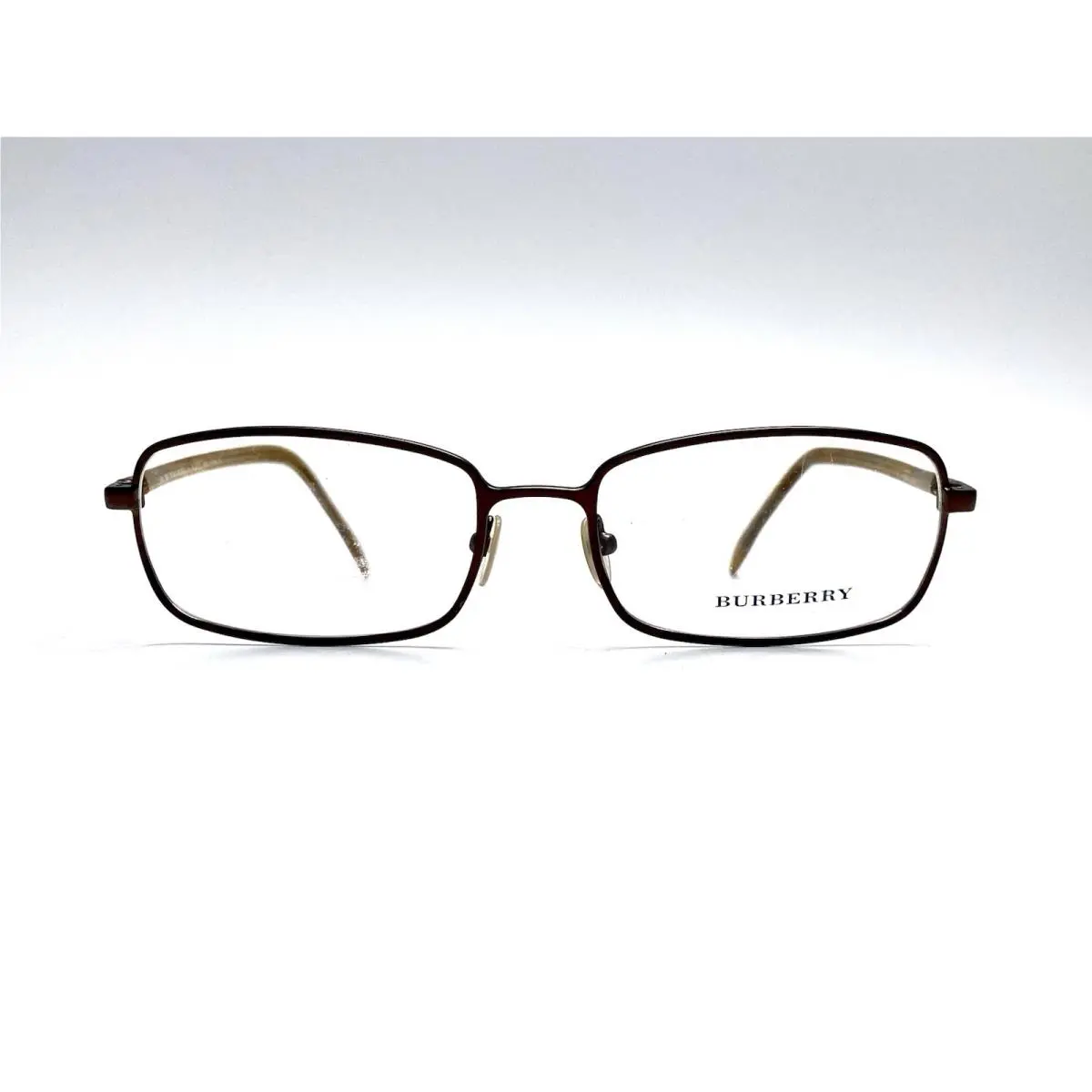 Brown Metal Rectangular Glasses Italy B9454 0JX6 54 17 140 by Burberry