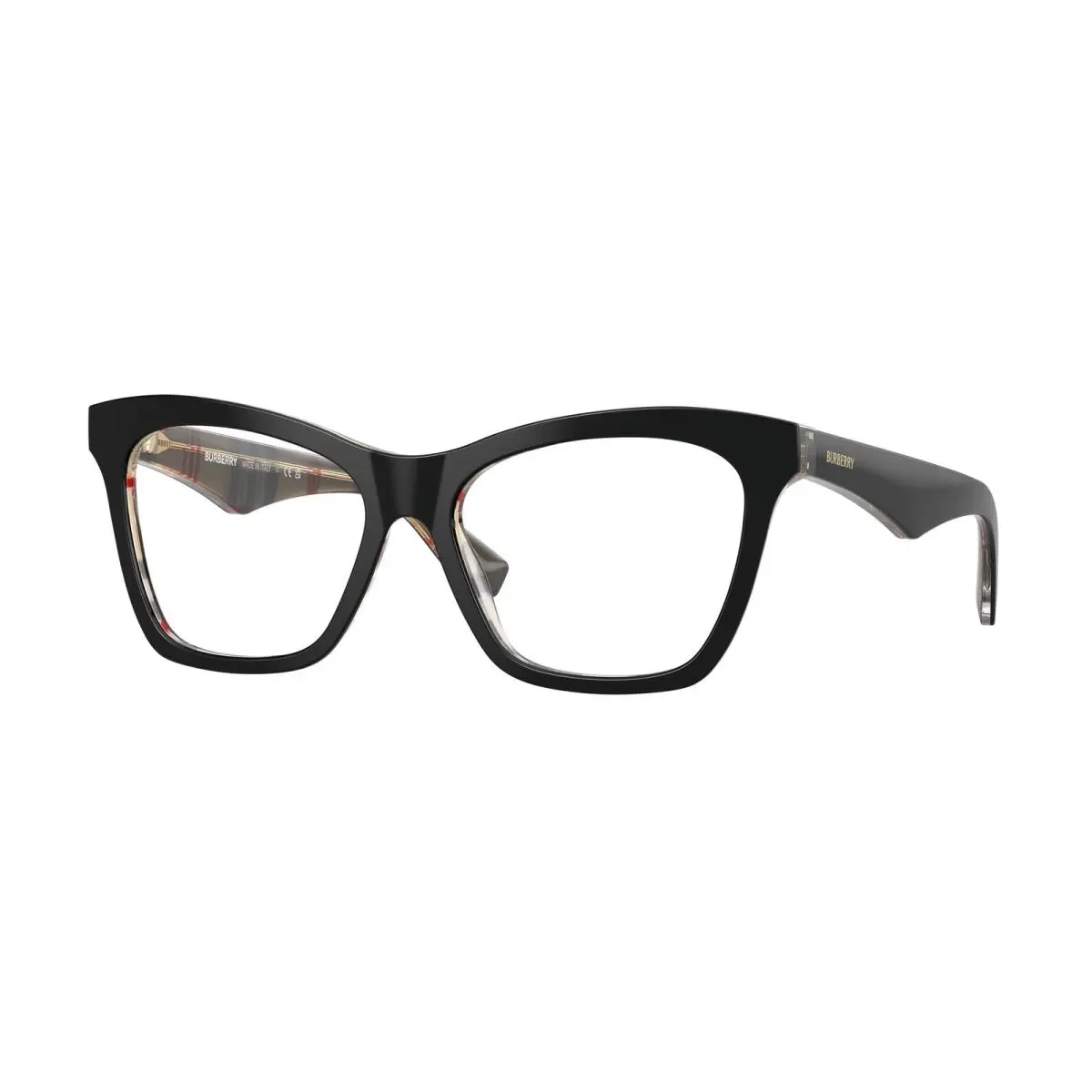 BE 2416 Top Black On Vintage Check / Demo Lens 4121 Size 52 Eyeglasses by Burberry