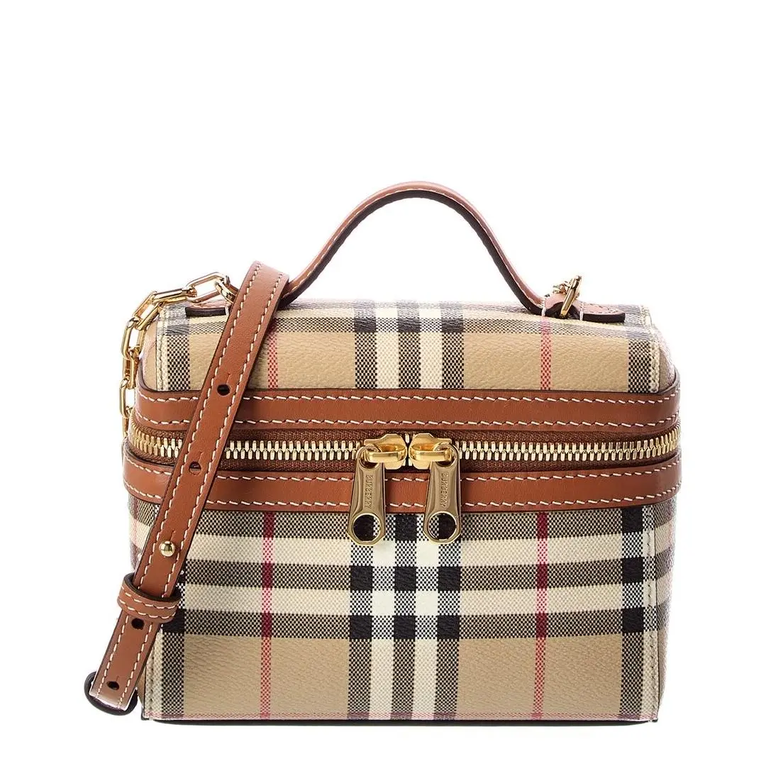 Mini Check E-canvas Leather Crossbody Women`s Brown by Burberry