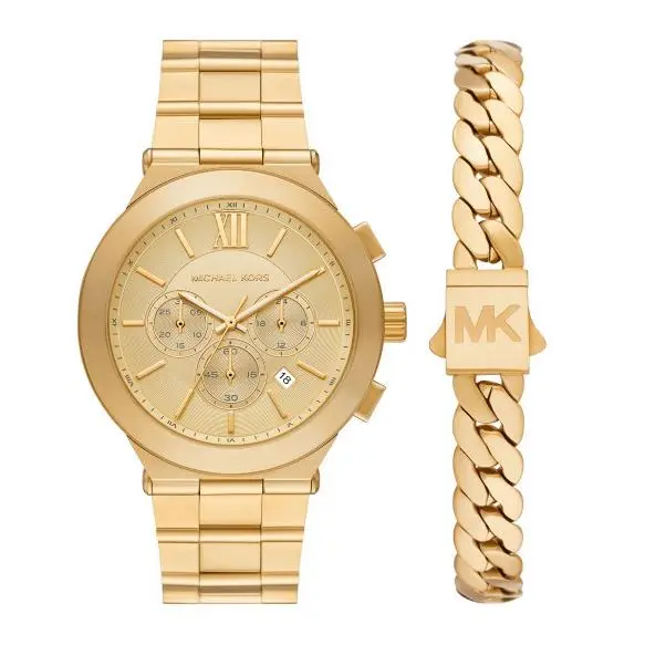 Oversized Billie Gold Dial Bracelet Set Men`s Watch MK9270SET by Michael Kors