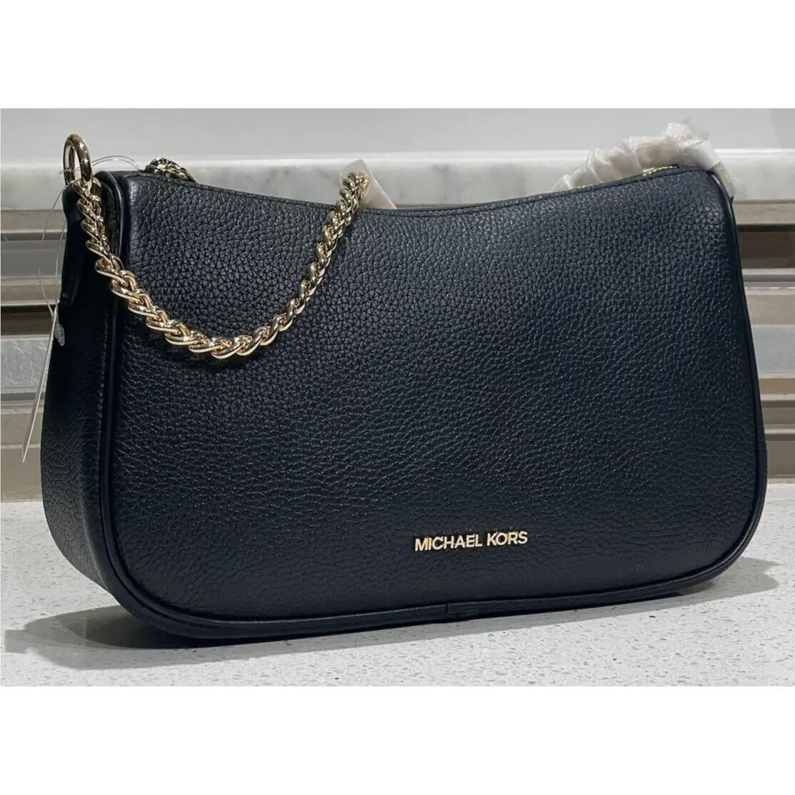 Carmela 2 Straps Medium Zip Chain Crossbody Bag Shoulder MK Black by Michael Kors