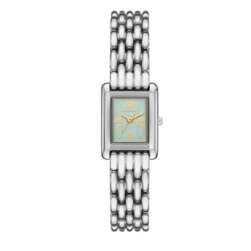 Petite Essex Silver/green Dial Rectangular Women`s Watch MK7611 by Michael Kors