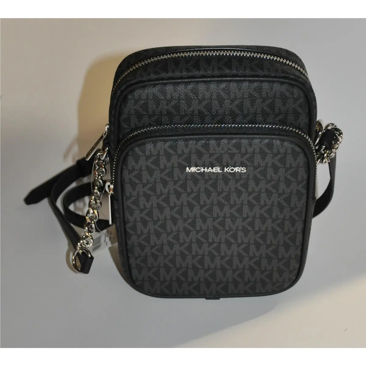 Jet Set Travel Signature Logo Chain Crossbody -black by Michael Kors