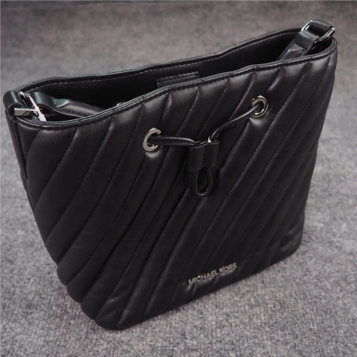 Suri Bucket Messenger Black Quilted Vegan Leather 35F0SU2M8U by Michael Kors