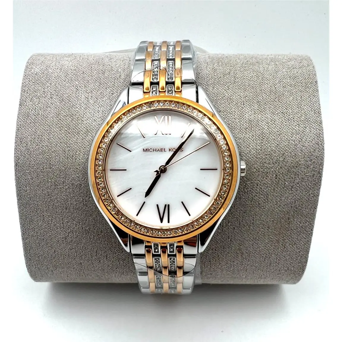 Mindy Silver Rose Gold Crystals Women`s MK7077 Watch by Michael Kors