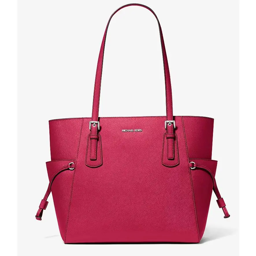 Voyager Large Saffiano Leather Tote Dark Raspberry / Dust Bag by Michael Kors