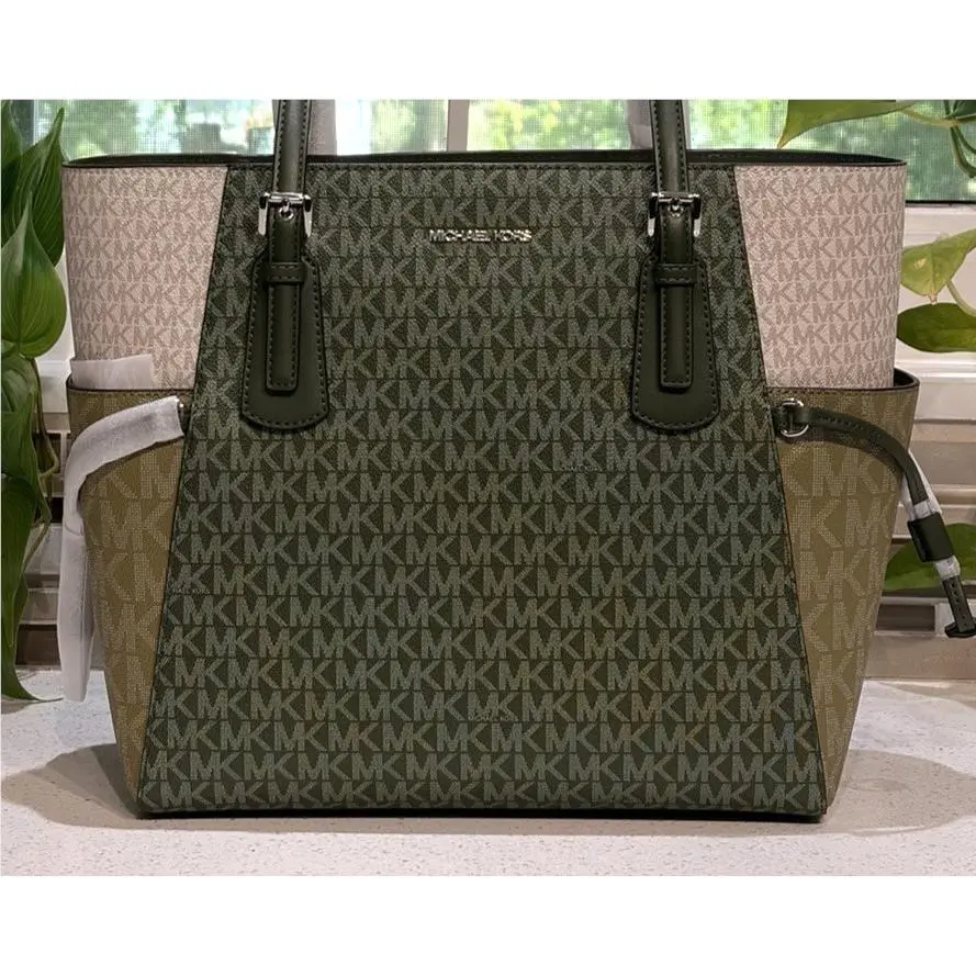 Voyager Large EW Tote Shoulder Bag Laptop Travel MK Green Signature by Michael Kors