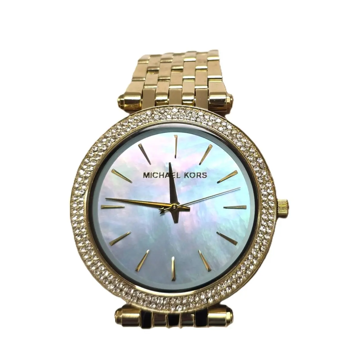 Darci Gold Tone Stainless Steel Crystals Blue Mop Watch MK3498 by Michael Kors