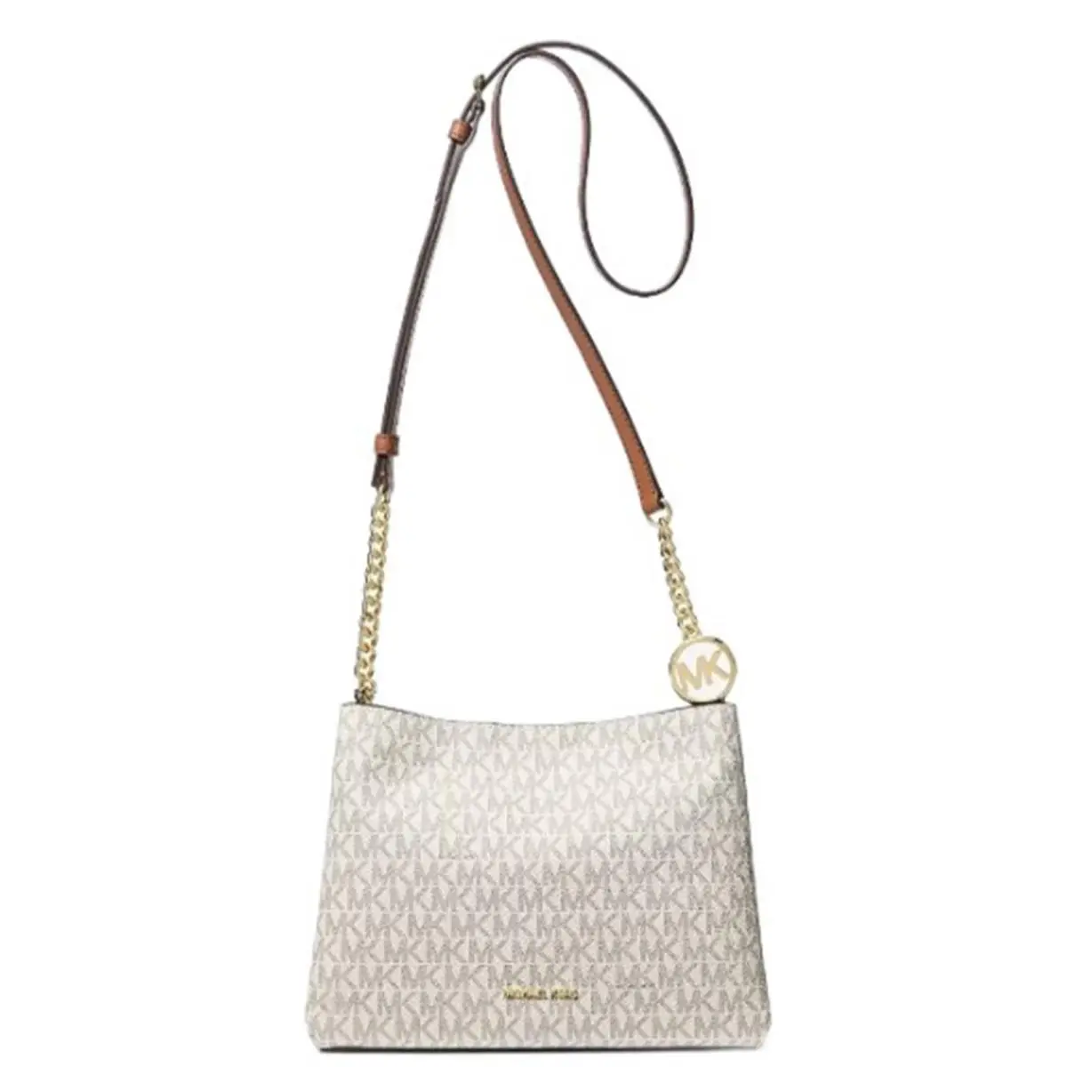 Michael Kors Outlet Christina Small Signature Logo Crossbody Bag 35T6G8WC 0B-149 - Exterior: Vanilla, Hardware: Gold