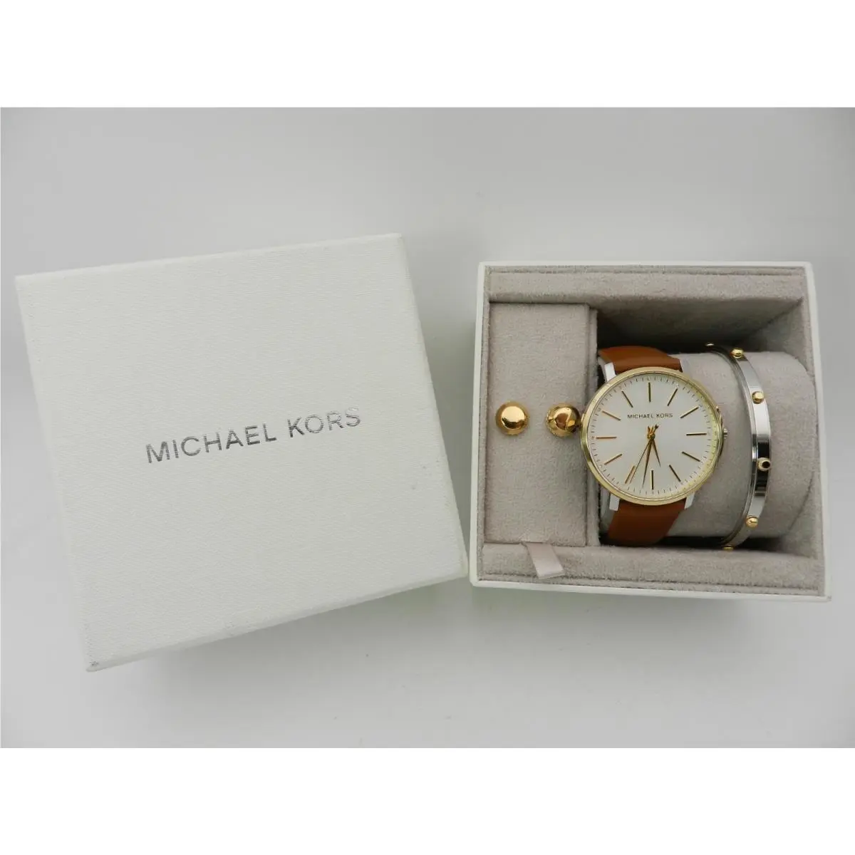 Women`s Pyper Three-hand Luggage Leather Watch Jewelry Set 38mm by Michael Kors
