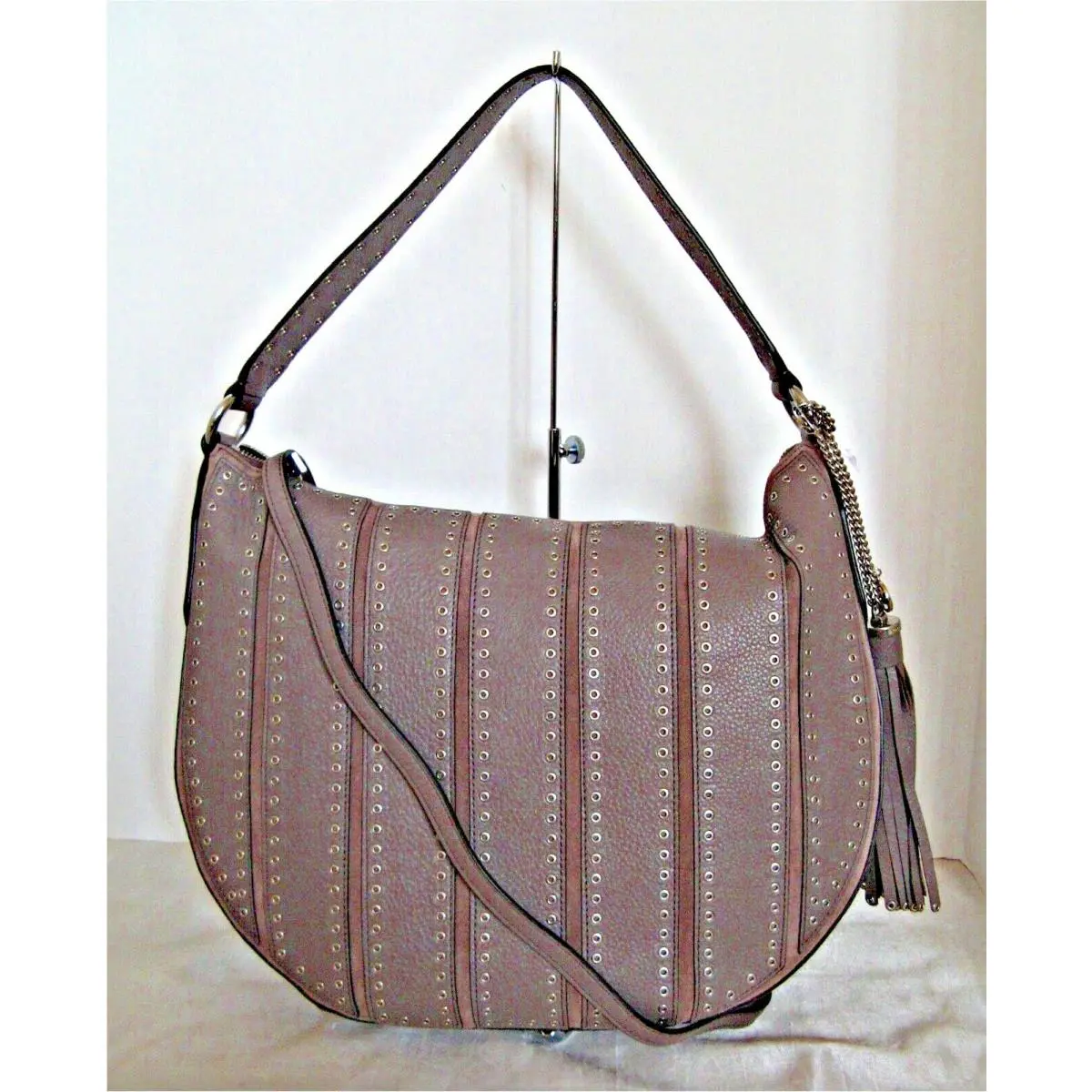 - Brooklyn Grommet Large Leather Convertible Hobo - Cinder by Michael Kors