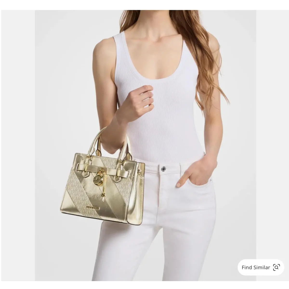 Landon Small Metallic and Signature Logo Handbag / Crossbody Bag by Michael Kors