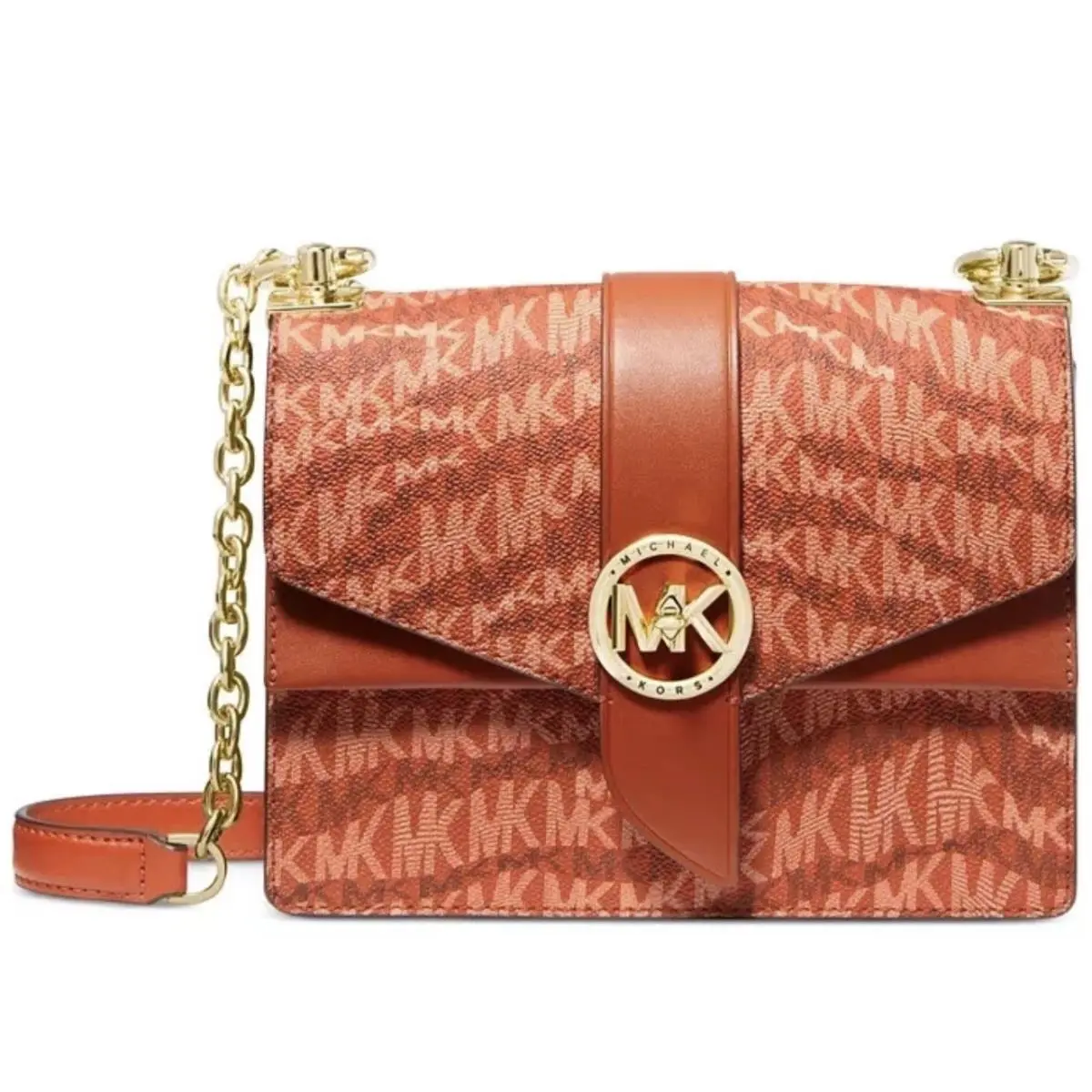 Signature Greenwich Leather Crossbody Bag Deep Orange Bag by Michael Kors
