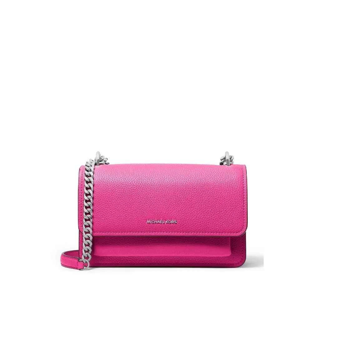 Claire Pebbled Leather Flap Convertible Shoulder Crossbody -berry by Michael Kors