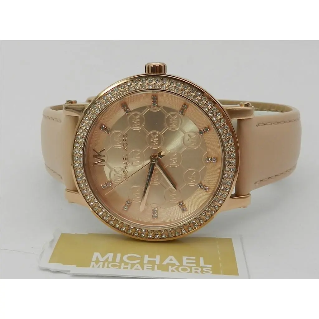 Women`s Corey Three-hand Blush Leather Watch 38mm by Michael Kors
