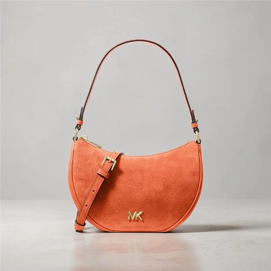 MK Kyla Small Suede Orange Mimosa Convertible Pochette by Michael Kors
