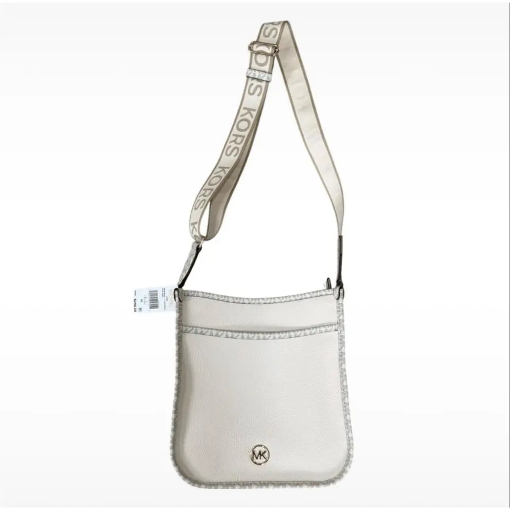 Luisa Large Pebbled Leather Light Cream Messenger Bag Crossbody by Michael Kors