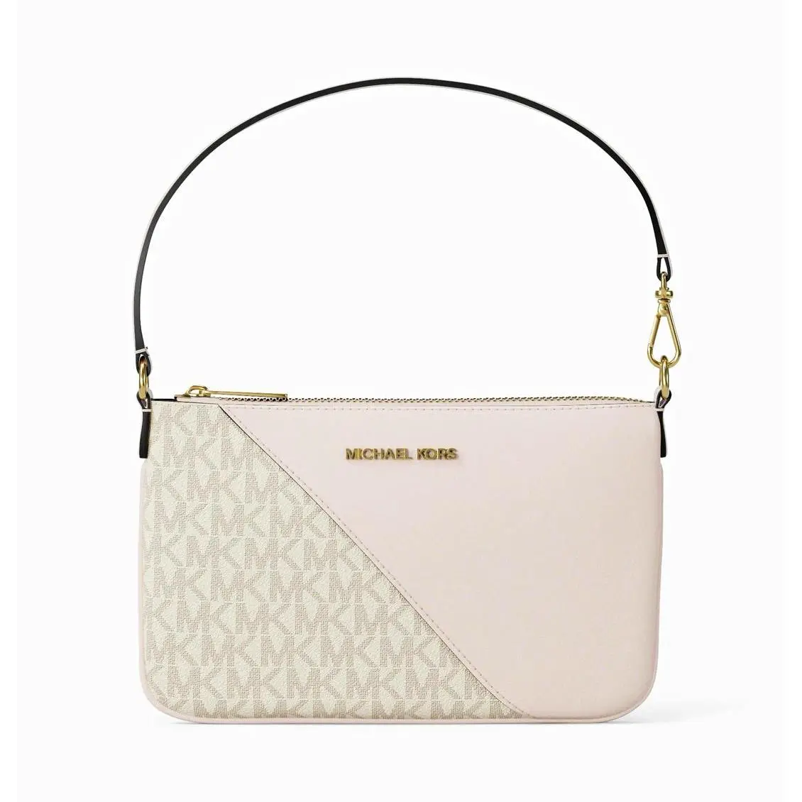 Logo Zip Wristlet Pink/beige Gold Hardware Inner Pockets by Michael Kors