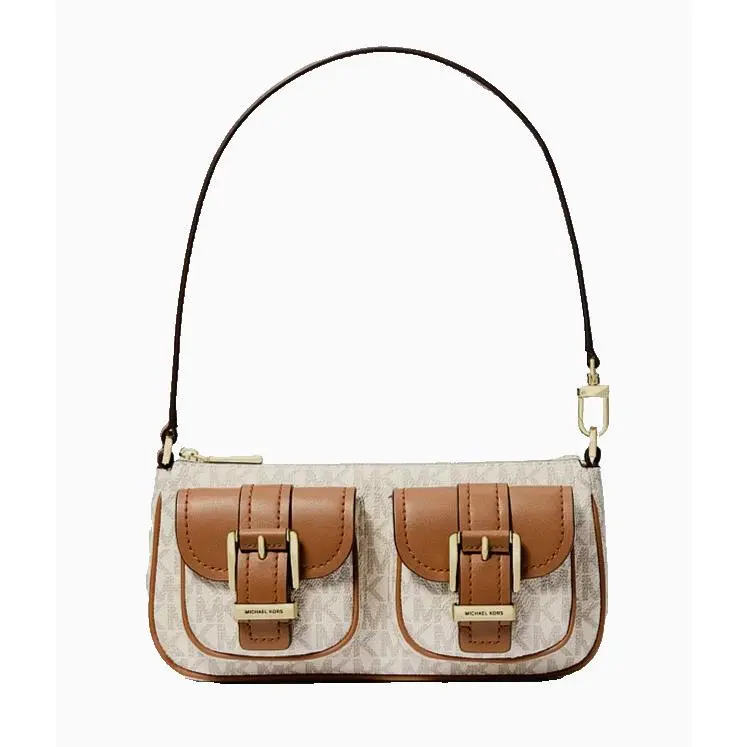 Zoe Small Signature Logo Pochette Vanilla /acorn by Michael Kors