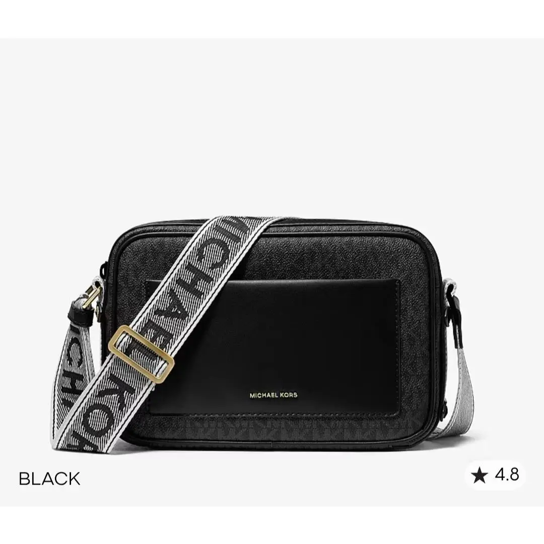Maeve Large Signature Logo Crossbody Bag Black w/ Gold Hardware by Michael Kors