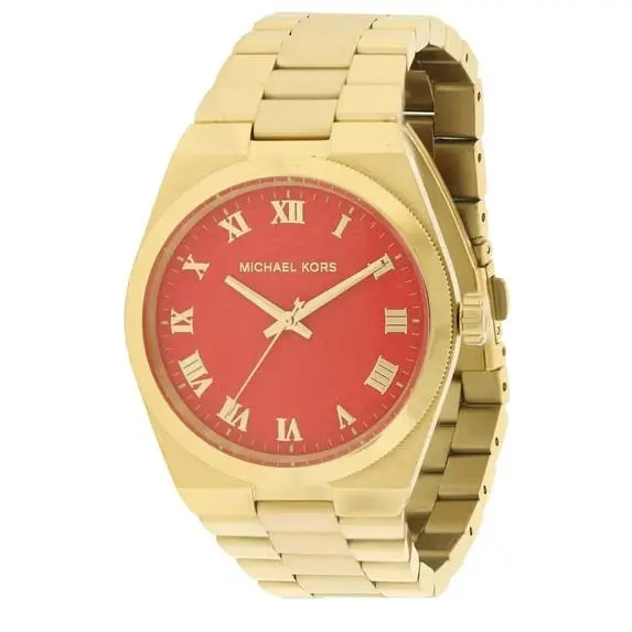 Channing Gold Tone Red Dial Roman Numeric Bracelet Watch MK5936 by Michael Kors