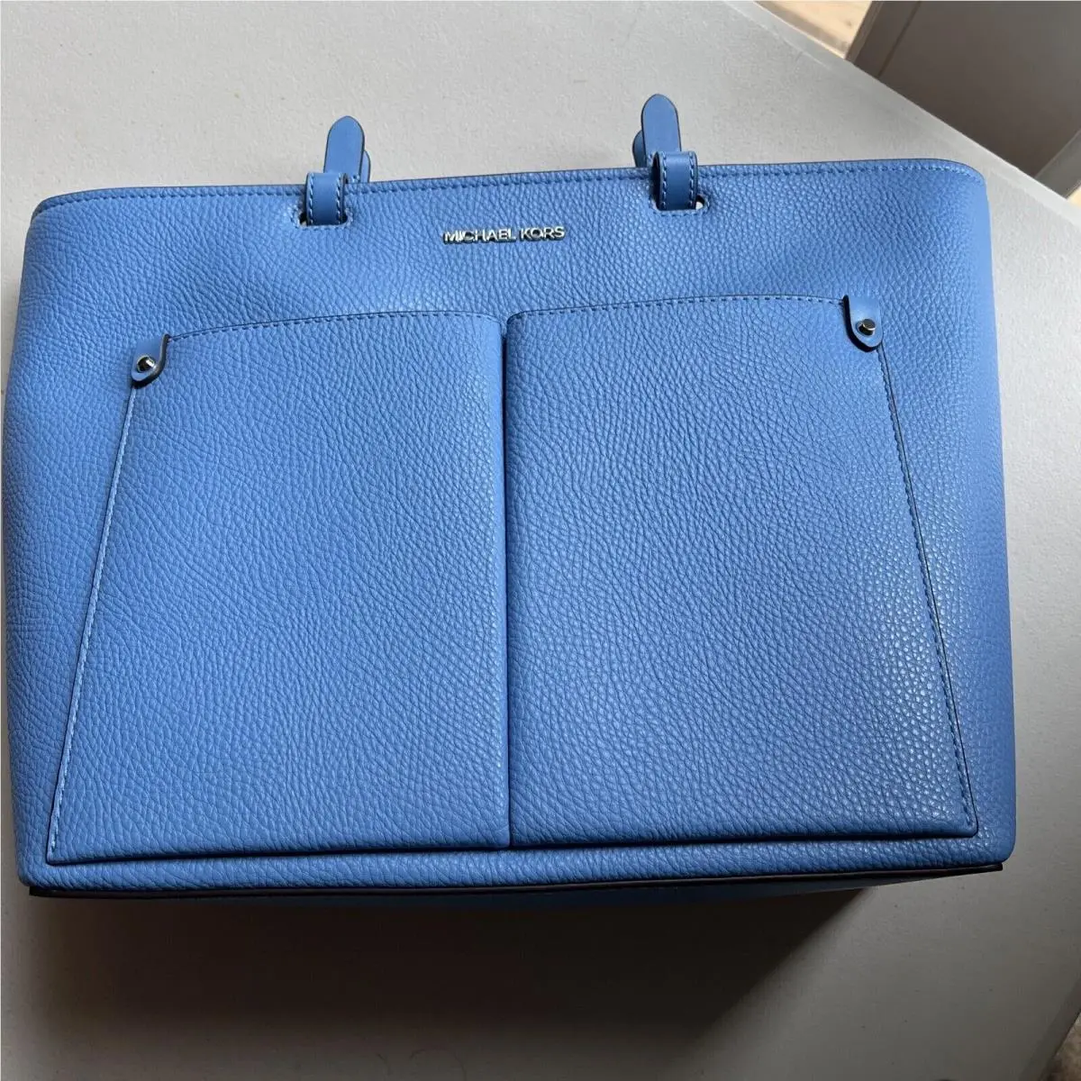 Bag Jet Set Medium Vegan Leather Double Pocket Tote South Pacific by Michael Kors