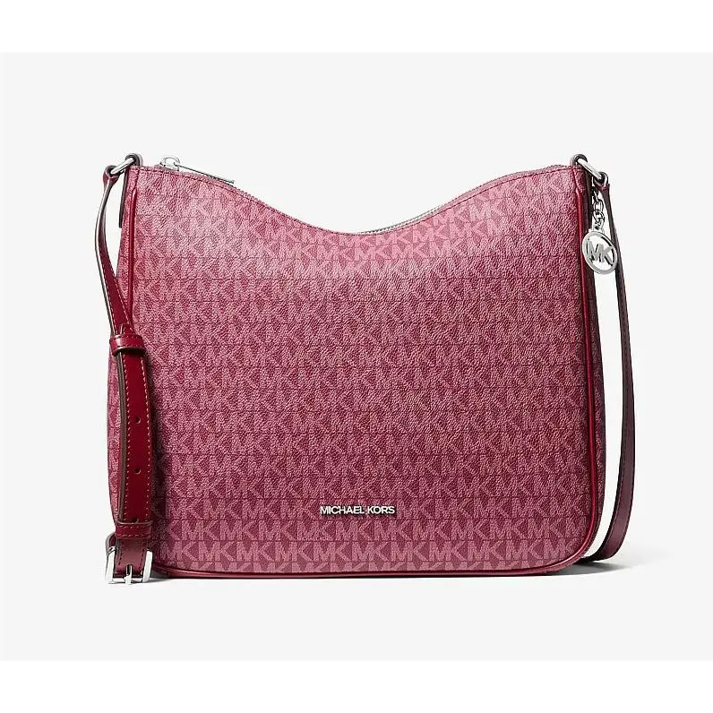 Nayla Medium Messenger Crossbody Bag Signature MK Maroon by Michael Kors