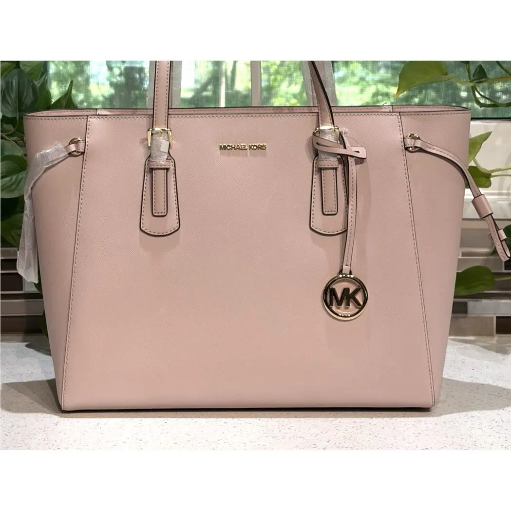 Voyager Large Zip Tote Shoulder Bag Laptop MK Blush Pink Leather by Michael Kors